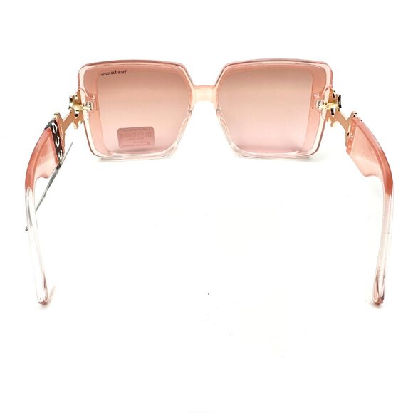 True Religion TR56234X Sunglasses Pink Translucent Gold Horseshoe Logo Oversized main image 4